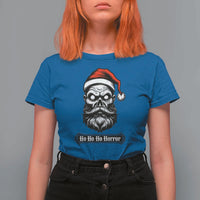 Creepy Christmas Skull T Shirt For Women Ho Ho Ho Horror Santa Gothic Holiday - Wonder Print Shop