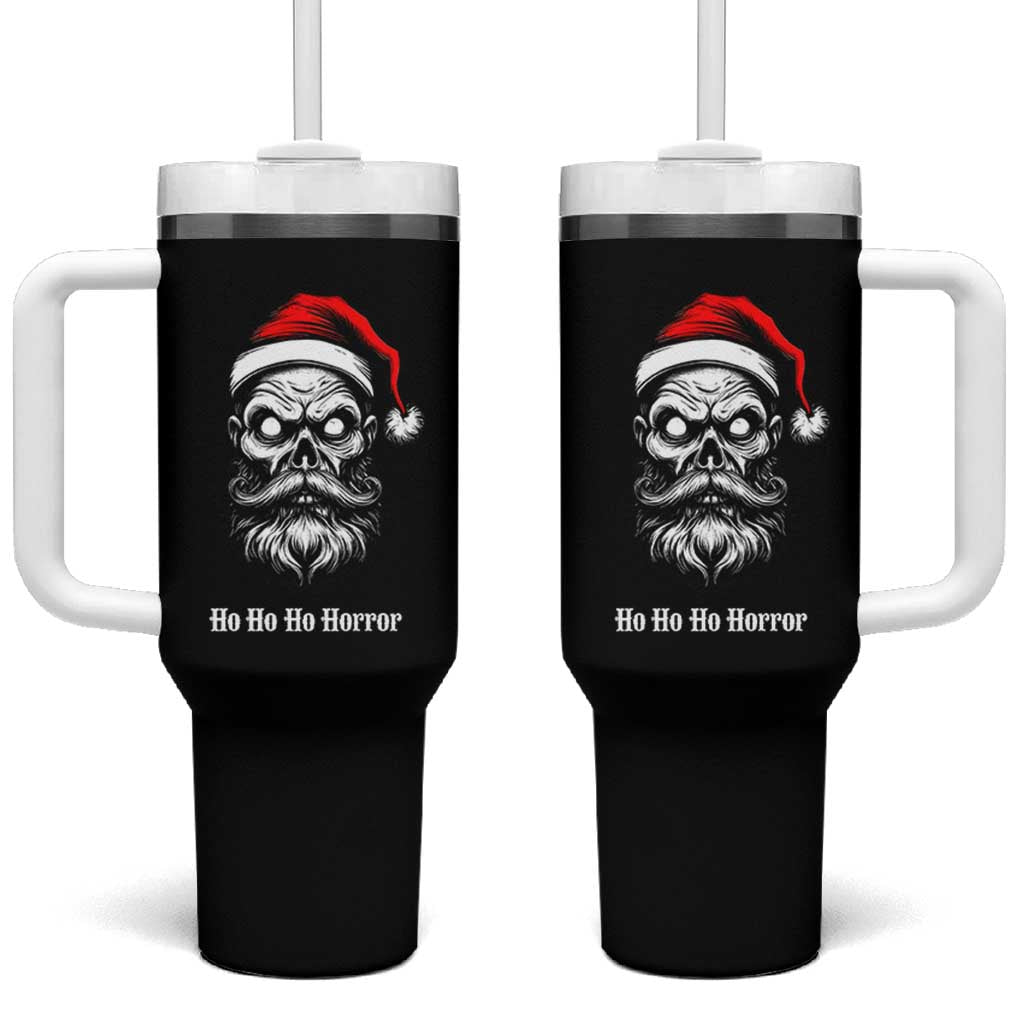 Creepy Christmas Skull Tumbler With Handle Ho Ho Ho Horror Santa Gothic Holiday - Wonder Print Shop