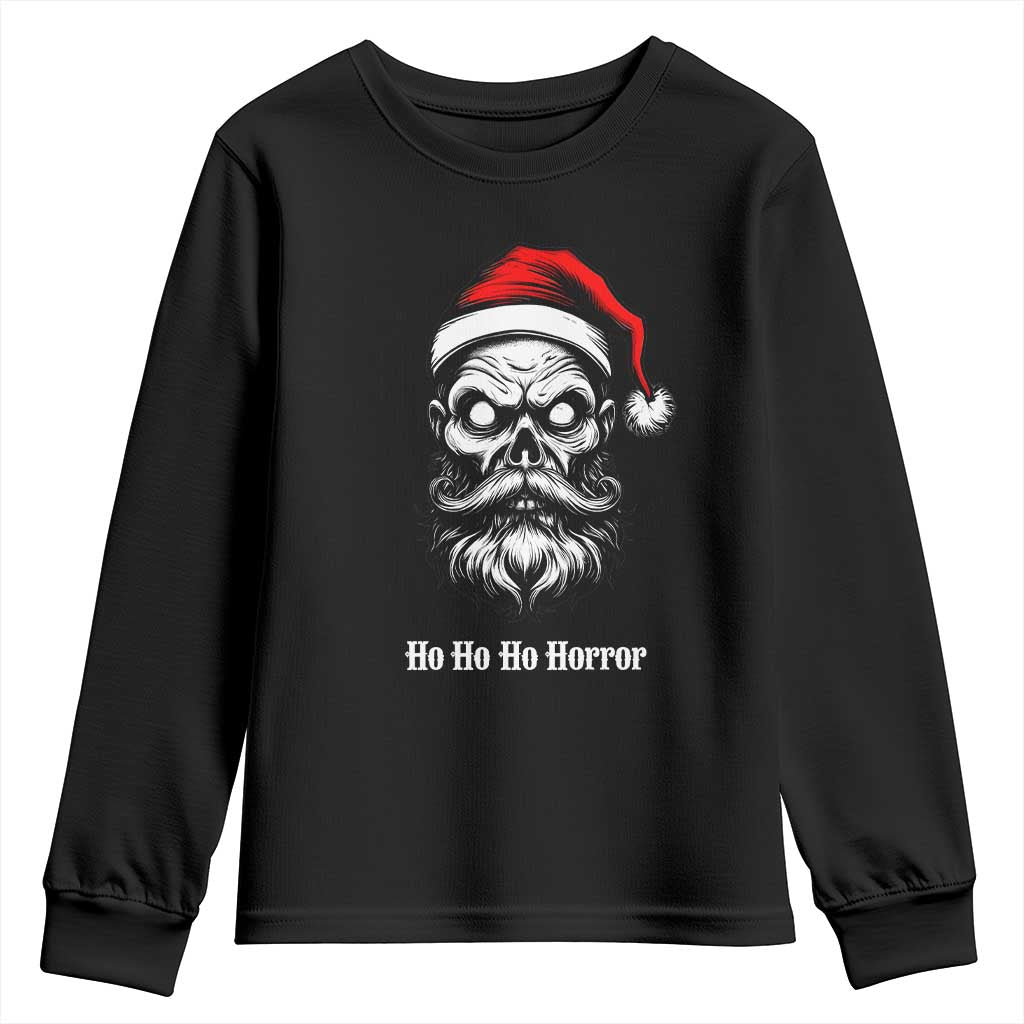 Creepy Christmas Skull Youth Sweatshirt Ho Ho Ho Horror Santa Gothic Holiday - Wonder Print Shop