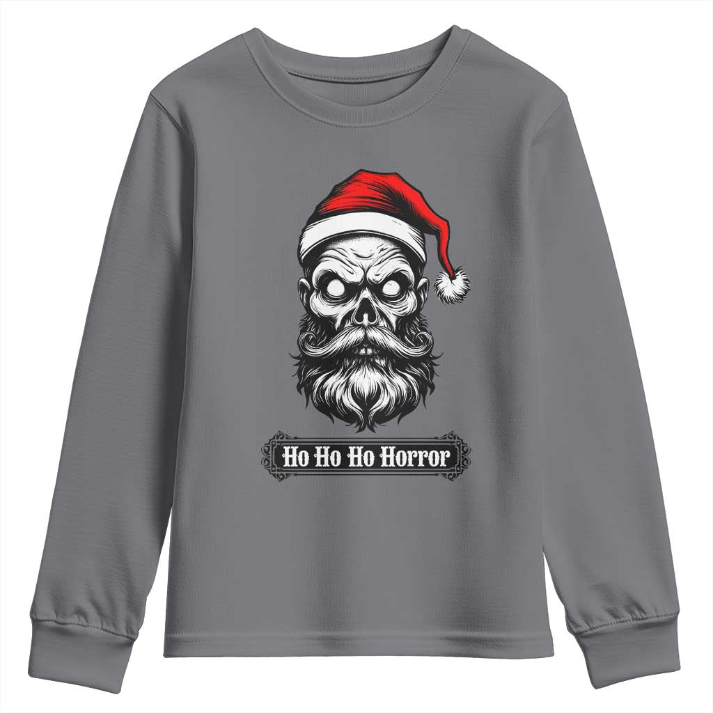 Creepy Christmas Skull Youth Sweatshirt Ho Ho Ho Horror Santa Gothic Holiday - Wonder Print Shop