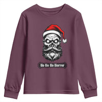 Creepy Christmas Skull Youth Sweatshirt Ho Ho Ho Horror Santa Gothic Holiday - Wonder Print Shop