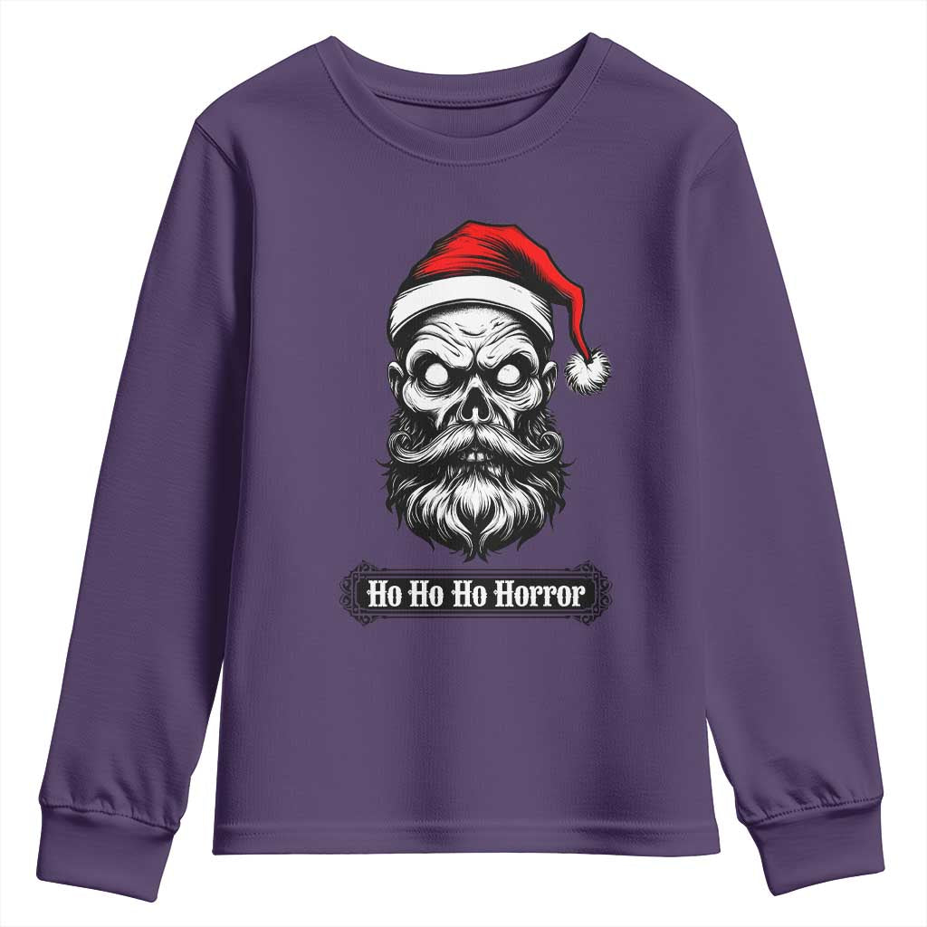 Creepy Christmas Skull Youth Sweatshirt Ho Ho Ho Horror Santa Gothic Holiday - Wonder Print Shop