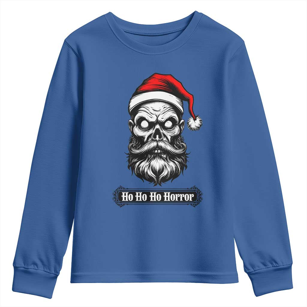 Creepy Christmas Skull Youth Sweatshirt Ho Ho Ho Horror Santa Gothic Holiday - Wonder Print Shop