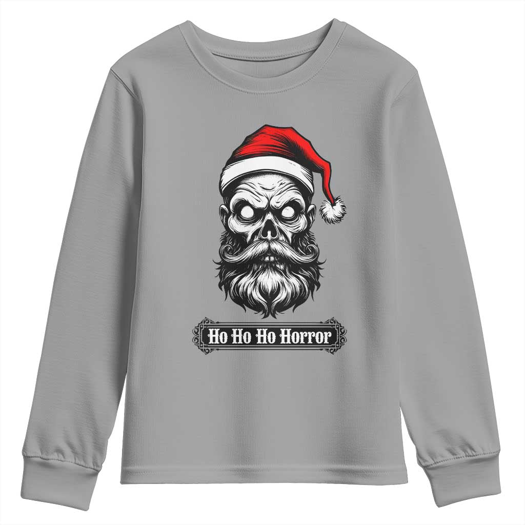 Creepy Christmas Skull Youth Sweatshirt Ho Ho Ho Horror Santa Gothic Holiday - Wonder Print Shop