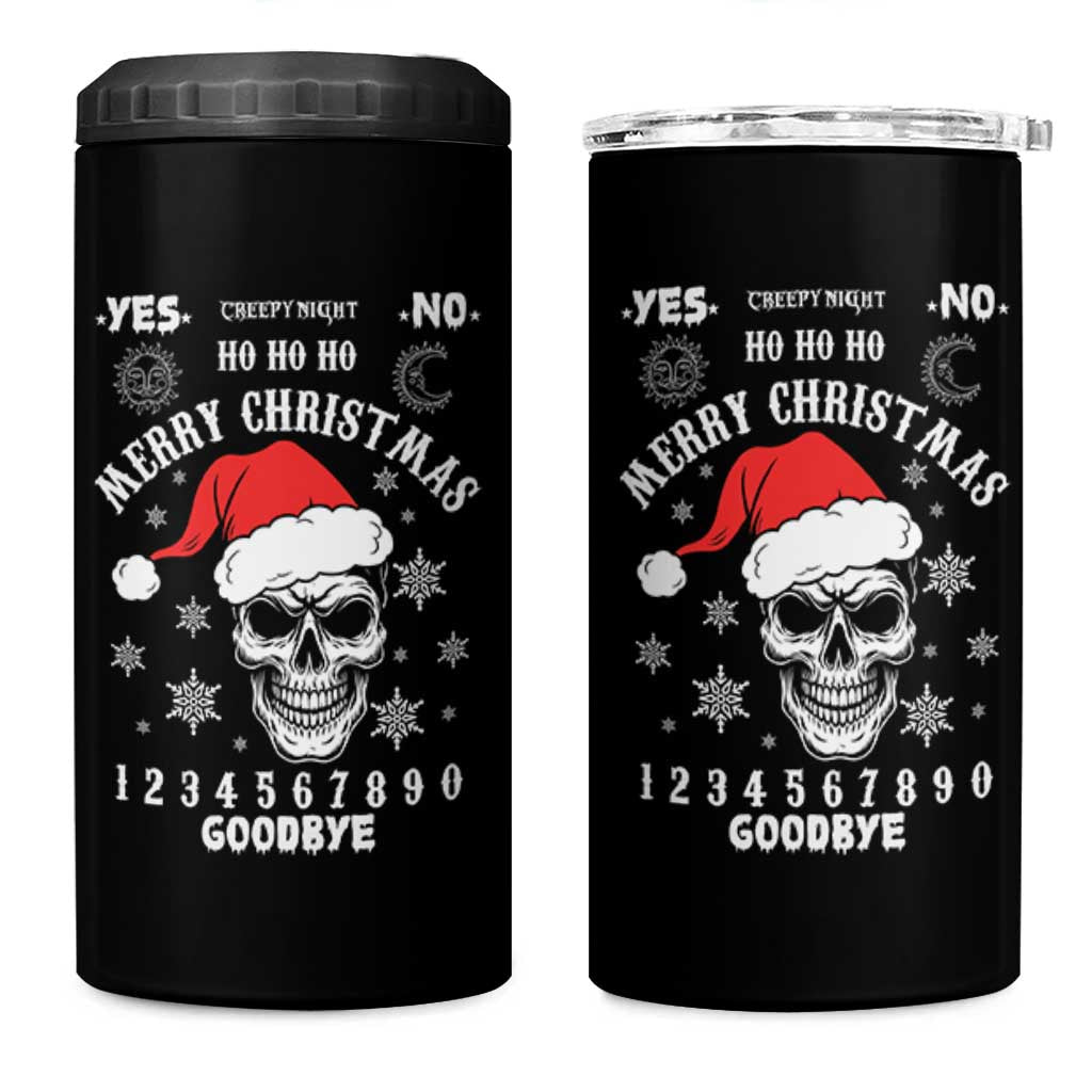 Dark Christmas Spirit Board 4 in 1 Can Cooler Tumbler Creepy Merry Xmas Skull and Ouija Horror Holiday - Wonder Print Shop