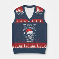 Dark Christmas Spirit Board V-Neck Knit Sweater Vest Creepy Merry Xmas Skull and Ouija Horror Holiday - Wonder Print Shop