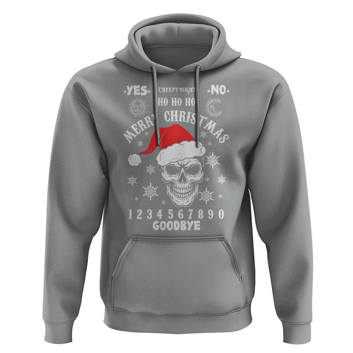 Dark Christmas Spirit Board Hoodie Creepy Merry Xmas Skull and Ouija Horror Holiday - Wonder Print Shop