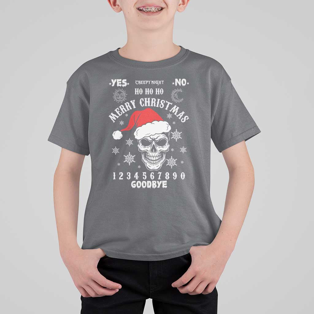 Dark Christmas Spirit Board T Shirt For Kid Creepy Merry Xmas Skull and Ouija Horror Holiday - Wonder Print Shop