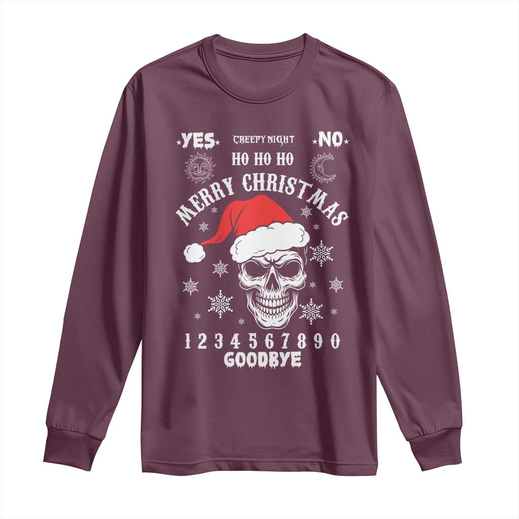Dark Christmas Spirit Board Long Sleeve Shirt Creepy Merry Xmas Skull and Ouija Horror Holiday - Wonder Print Shop