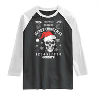 Dark Christmas Spirit Board Raglan Shirt Creepy Merry Xmas Skull and Ouija Horror Holiday - Wonder Print Shop