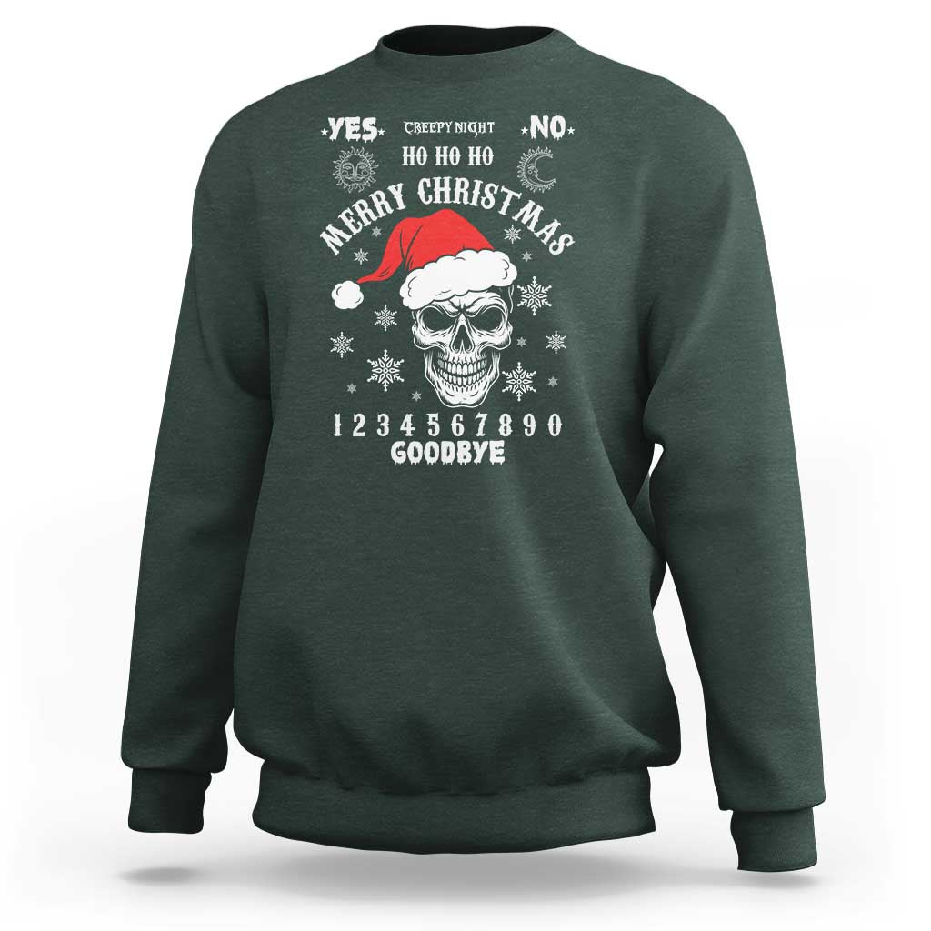 Dark Christmas Spirit Board Sweatshirt Creepy Merry Xmas Skull and Ouija Horror Holiday - Wonder Print Shop