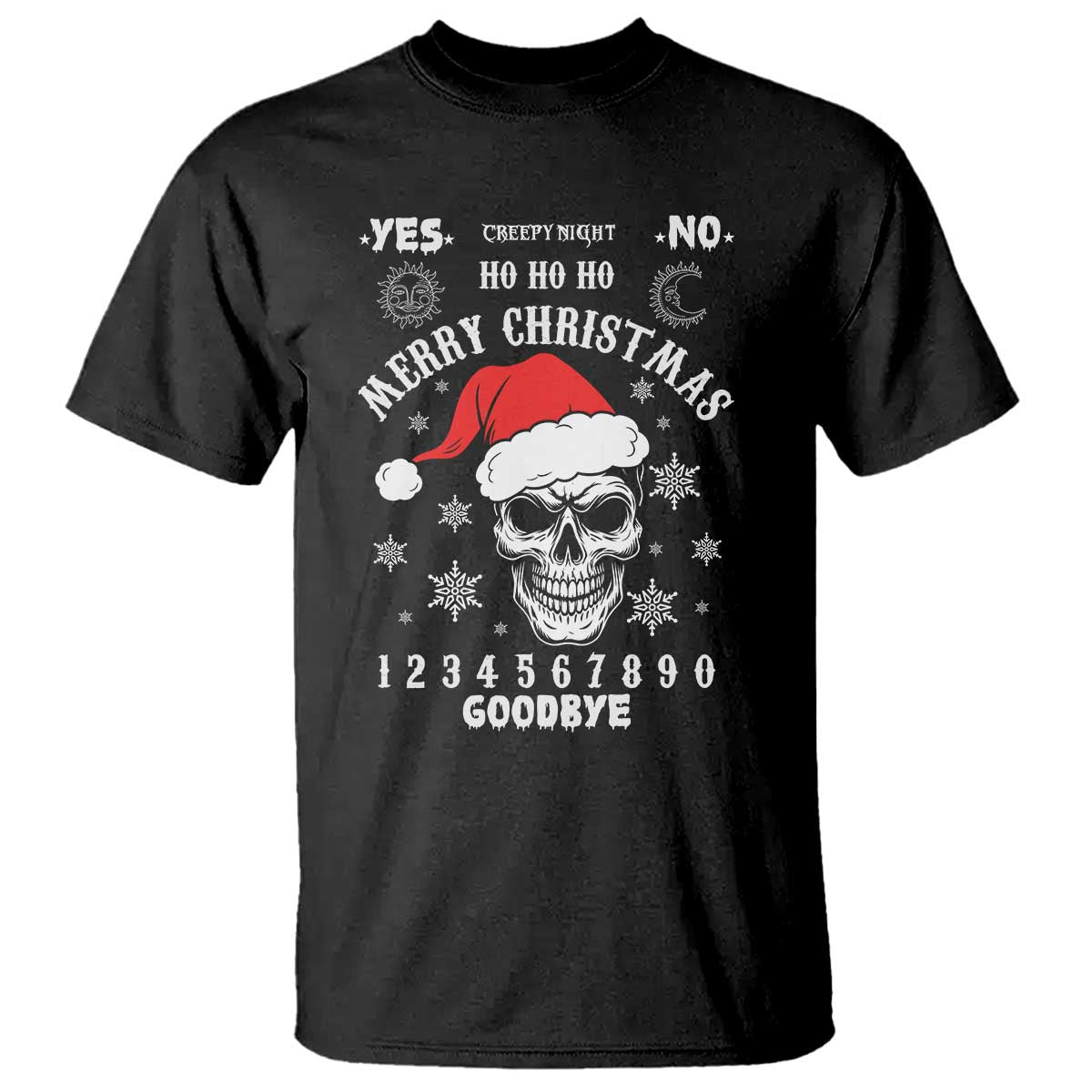 Dark Christmas Spirit Board T Shirt Creepy Merry Xmas Skull and Ouija Horror Holiday - Wonder Print Shop