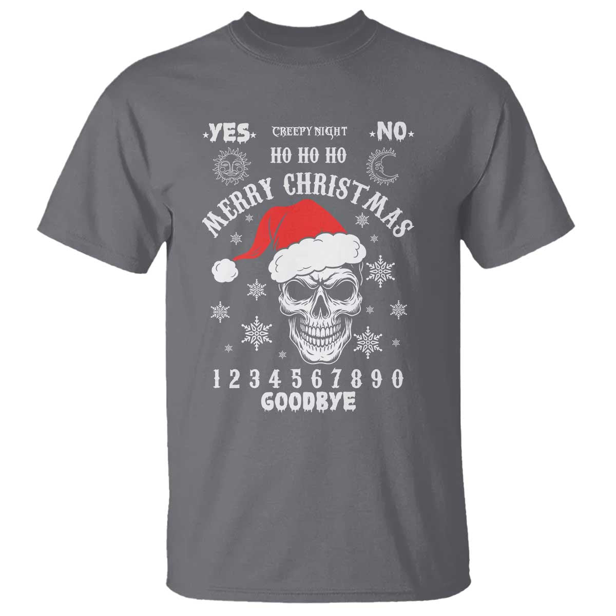 Dark Christmas Spirit Board T Shirt Creepy Merry Xmas Skull and Ouija Horror Holiday - Wonder Print Shop