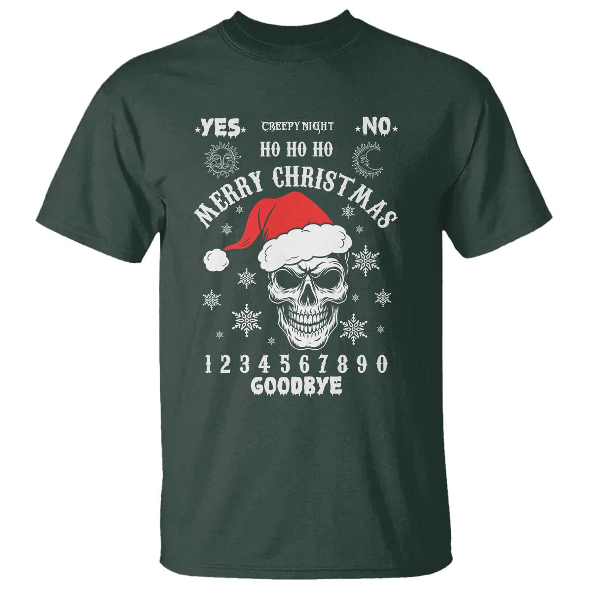 Dark Christmas Spirit Board T Shirt Creepy Merry Xmas Skull and Ouija Horror Holiday - Wonder Print Shop