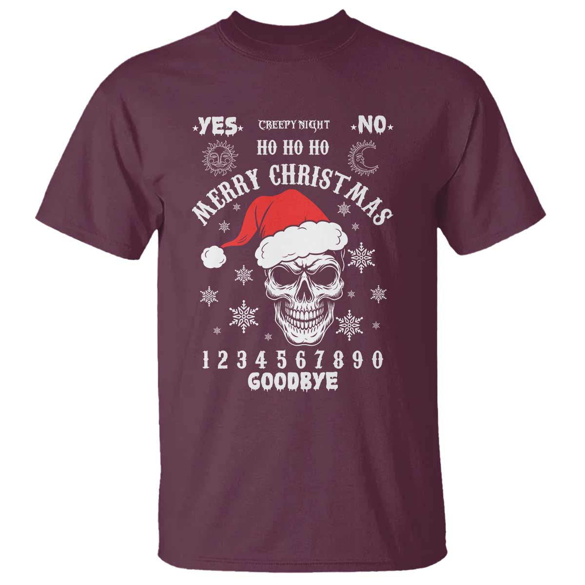 Dark Christmas Spirit Board T Shirt Creepy Merry Xmas Skull and Ouija Horror Holiday - Wonder Print Shop