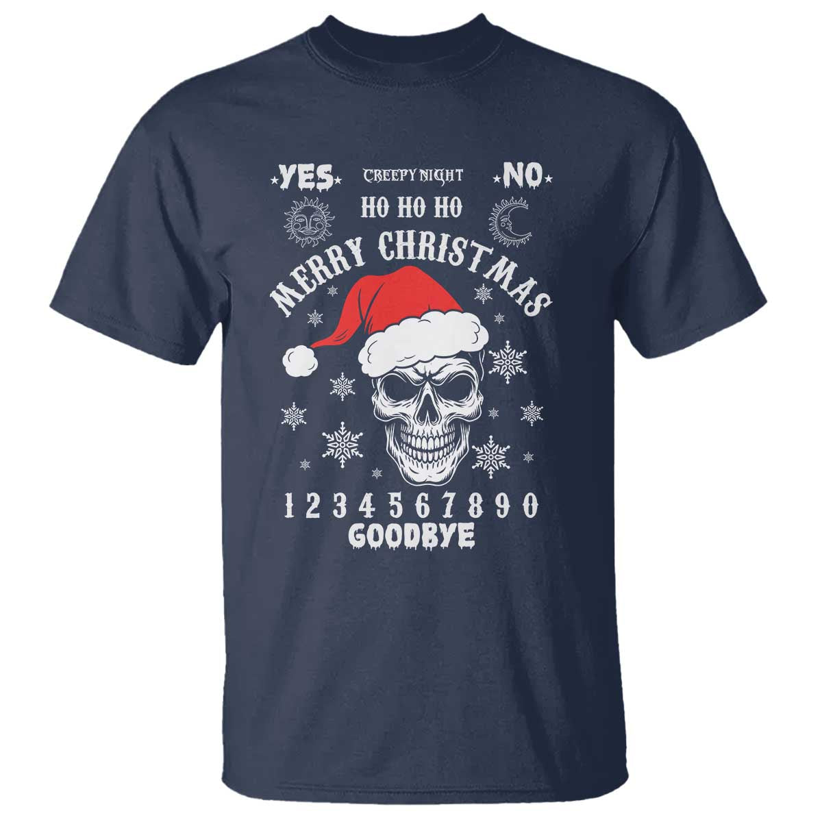 Dark Christmas Spirit Board T Shirt Creepy Merry Xmas Skull and Ouija Horror Holiday - Wonder Print Shop