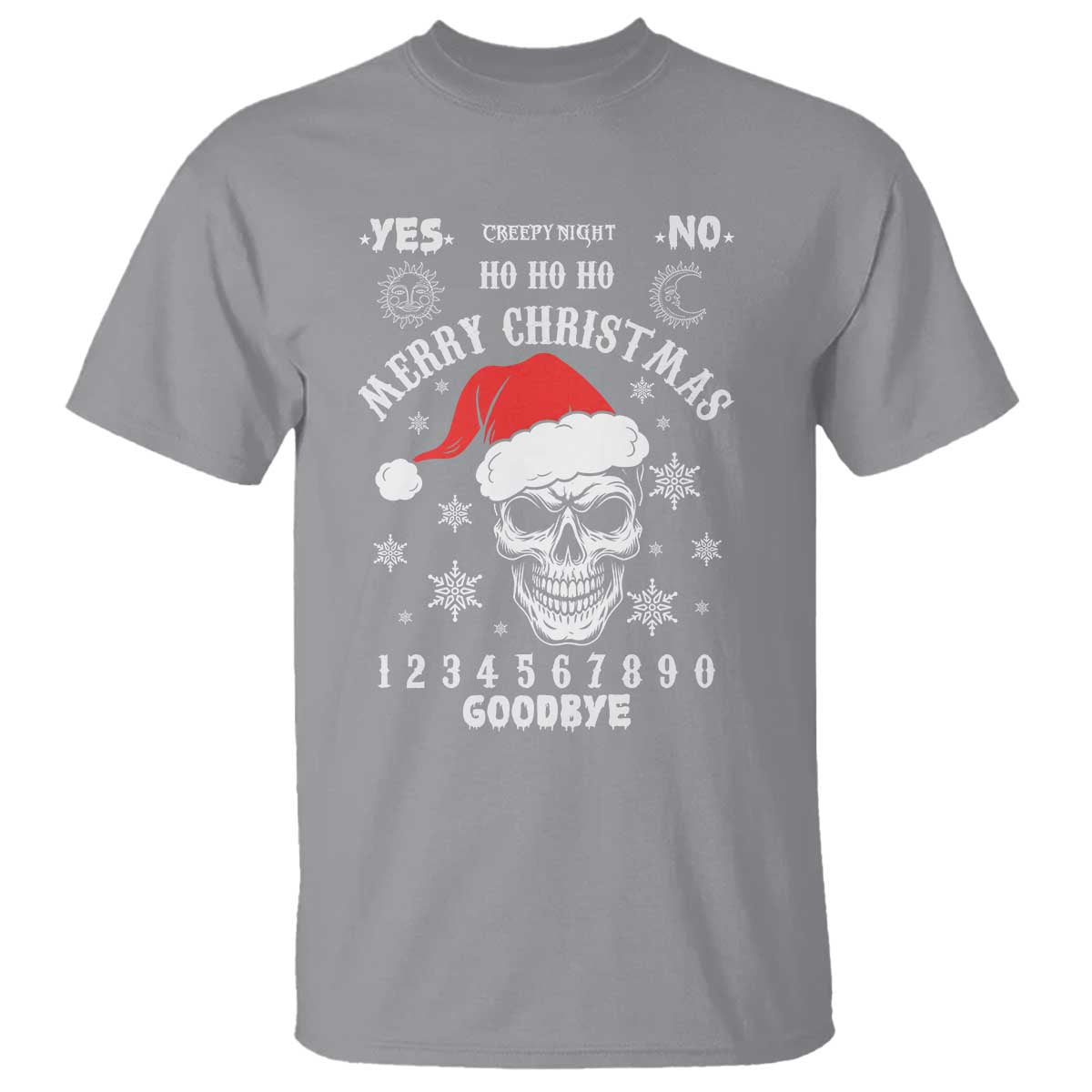 Dark Christmas Spirit Board T Shirt Creepy Merry Xmas Skull and Ouija Horror Holiday - Wonder Print Shop