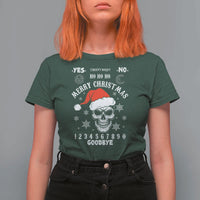 Dark Christmas Spirit Board T Shirt For Women Creepy Merry Xmas Skull and Ouija Horror Holiday - Wonder Print Shop
