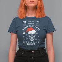 Dark Christmas Spirit Board T Shirt For Women Creepy Merry Xmas Skull and Ouija Horror Holiday - Wonder Print Shop