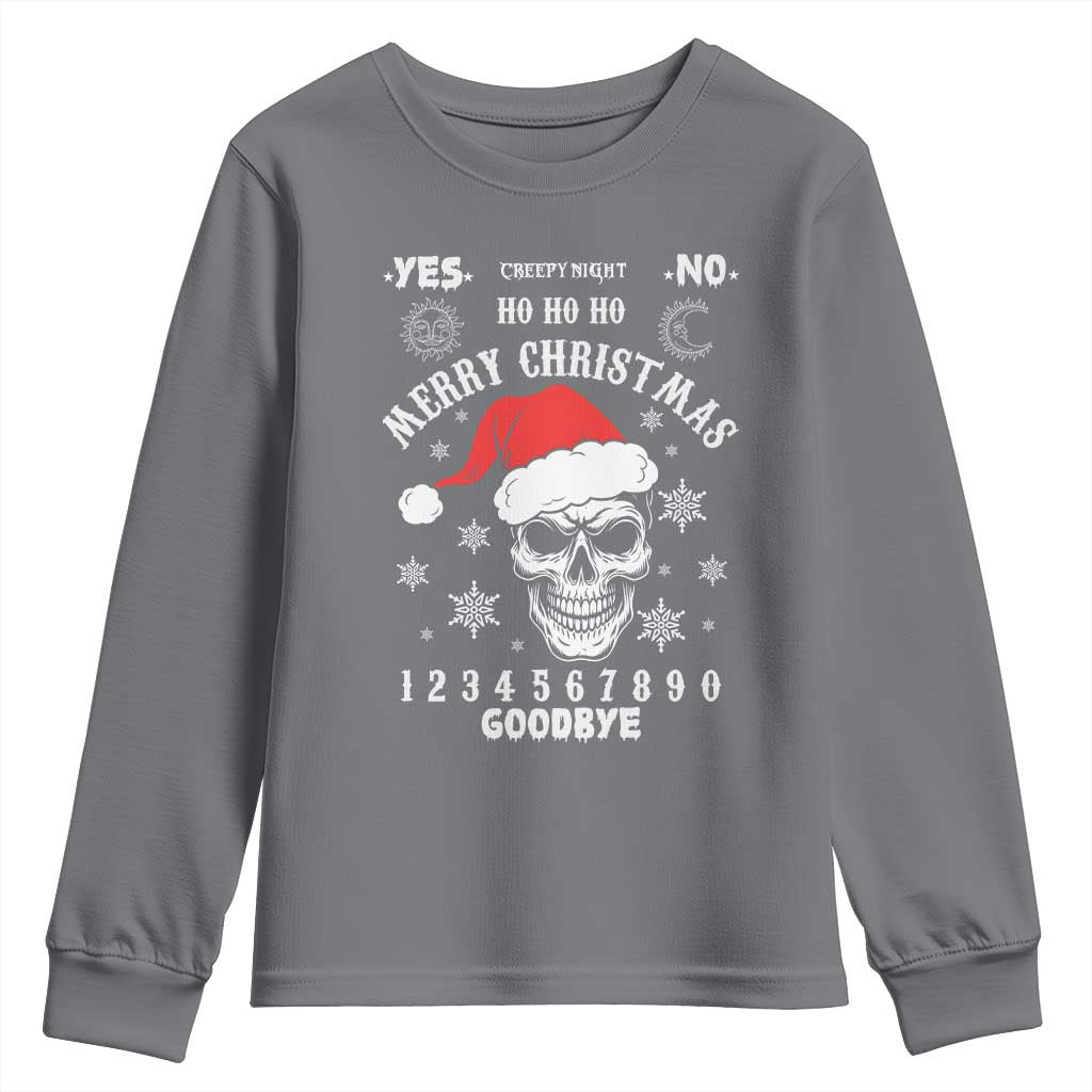 Dark Christmas Spirit Board Youth Sweatshirt Creepy Merry Xmas Skull and Ouija Horror Holiday - Wonder Print Shop