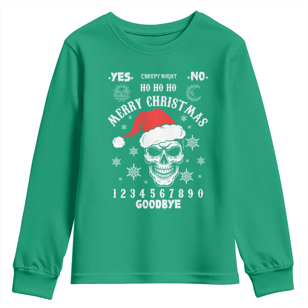 Dark Christmas Spirit Board Youth Sweatshirt Creepy Merry Xmas Skull and Ouija Horror Holiday - Wonder Print Shop