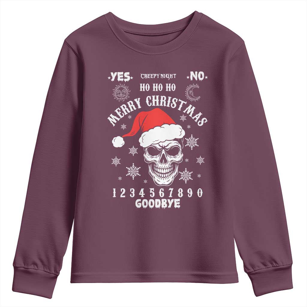 Dark Christmas Spirit Board Youth Sweatshirt Creepy Merry Xmas Skull and Ouija Horror Holiday - Wonder Print Shop