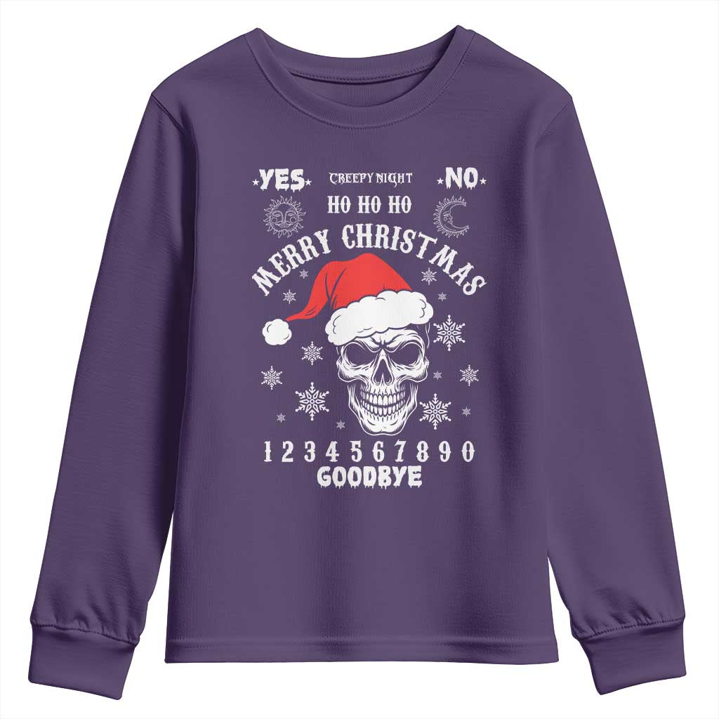 Dark Christmas Spirit Board Youth Sweatshirt Creepy Merry Xmas Skull and Ouija Horror Holiday - Wonder Print Shop