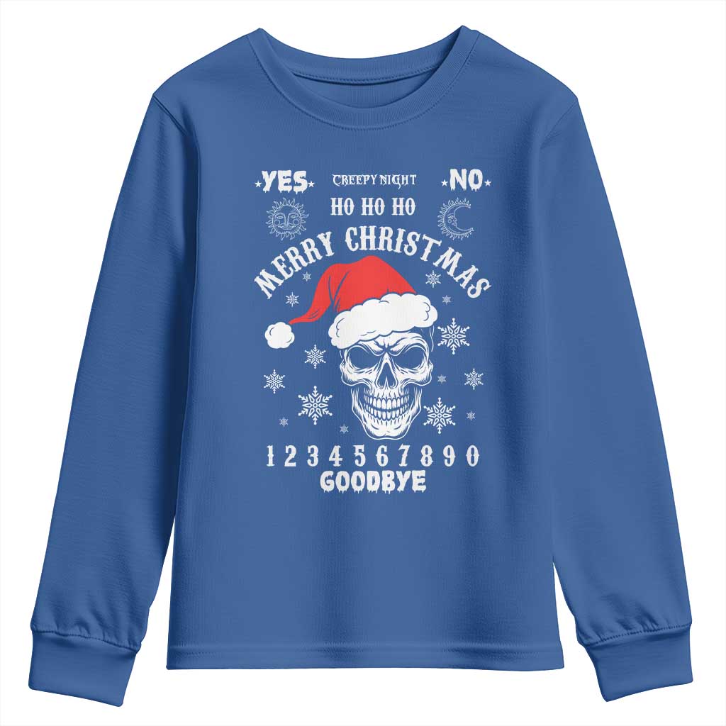 Dark Christmas Spirit Board Youth Sweatshirt Creepy Merry Xmas Skull and Ouija Horror Holiday - Wonder Print Shop