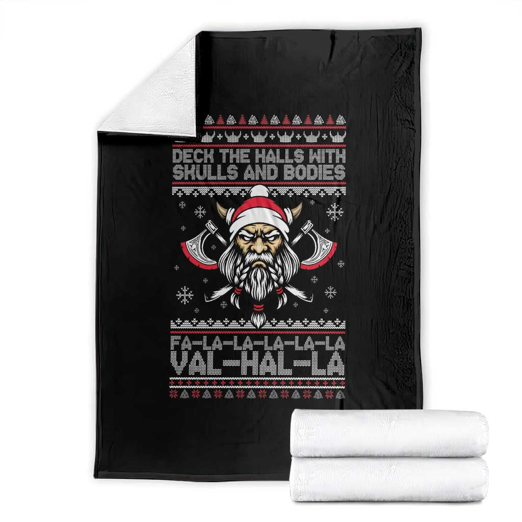 Deck The Halls With Skulls and Bodies Throw Blanket Viking Christmas Fa La La Valhalla - Wonder Print Shop