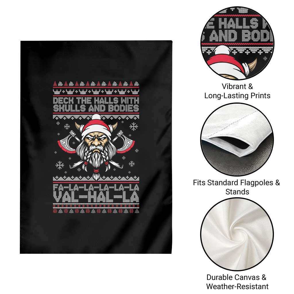 Deck The Halls With Skulls and Bodies Garden Flag Viking Christmas Fa La La Valhalla - Wonder Print Shop