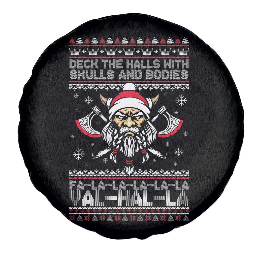 Deck The Halls With Skulls and Bodies Spare Tire Cover Viking Christmas Fa La La Valhalla - Wonder Print Shop