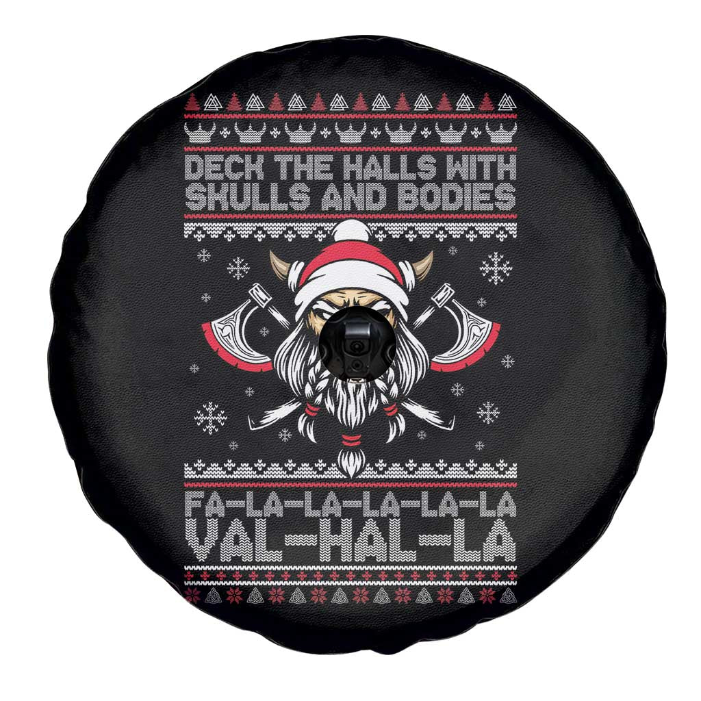 Deck The Halls With Skulls and Bodies Spare Tire Cover Viking Christmas Fa La La Valhalla - Wonder Print Shop