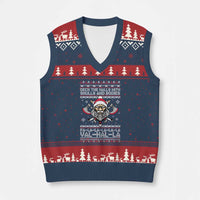 Deck The Halls With Skulls and Bodies V-Neck Knit Sweater Vest Viking Xmas Fa La La Valhalla - Wonder Print Shop