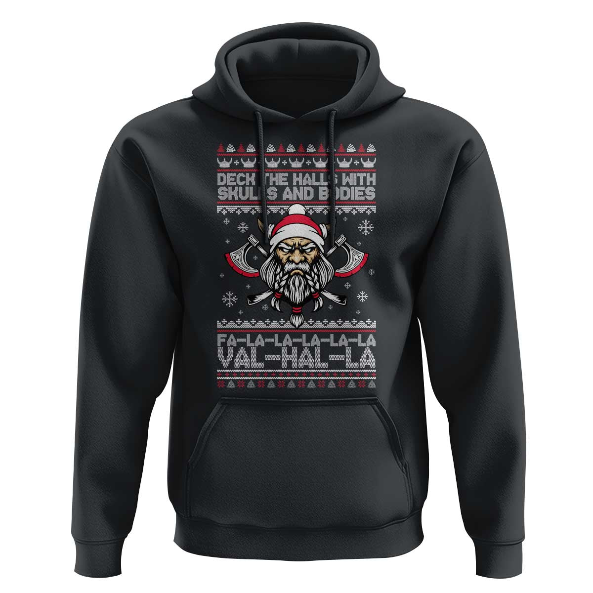 Deck The Halls With Skulls and Bodies Hoodie Viking Christmas Fa La La Valhalla - Wonder Print Shop