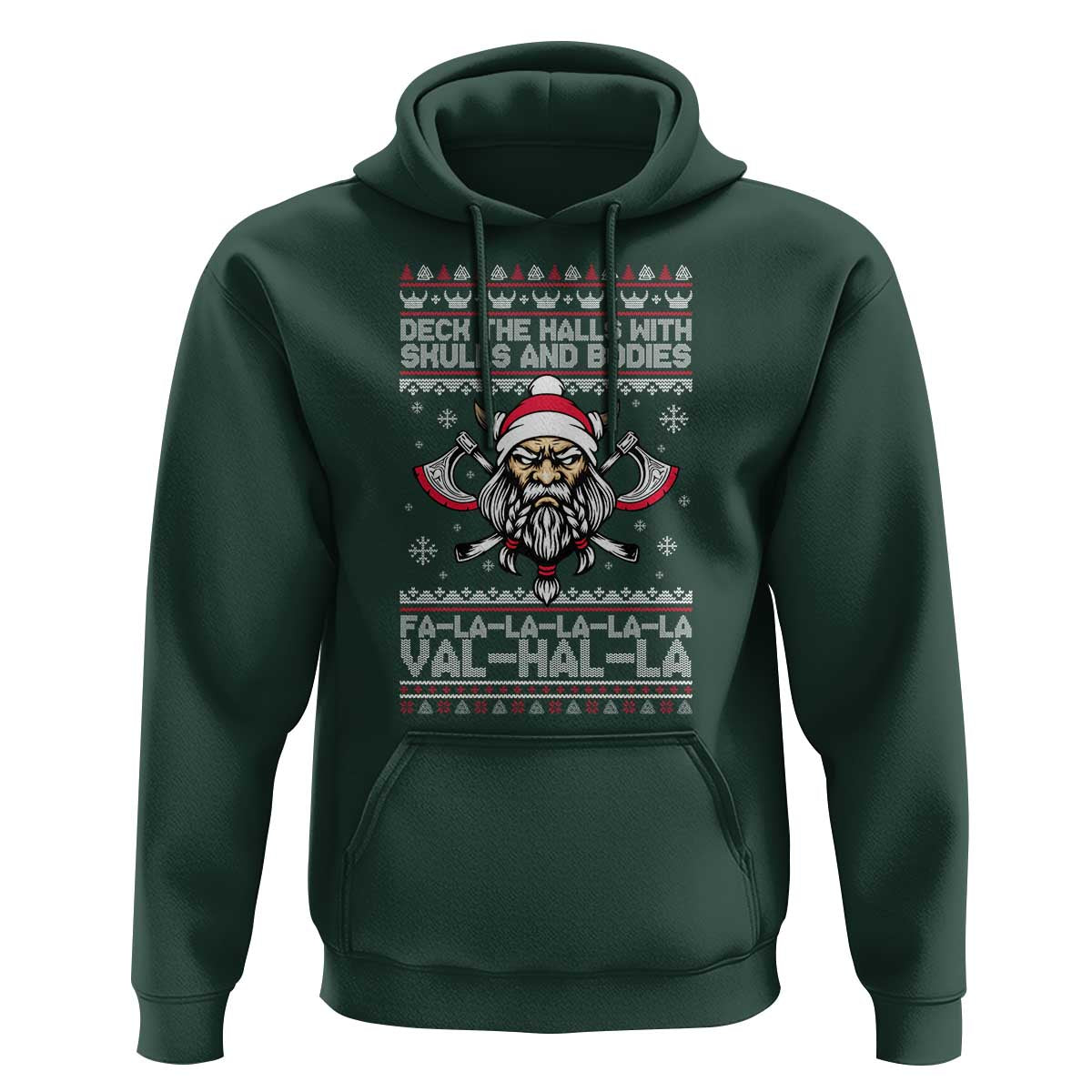Deck The Halls With Skulls and Bodies Hoodie Viking Christmas Fa La La Valhalla - Wonder Print Shop