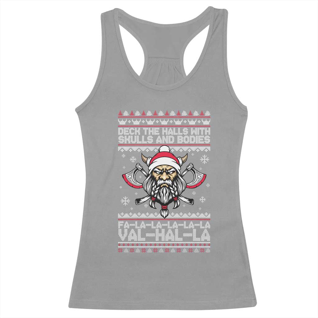 Deck The Halls With Skulls and Bodies Racerback Tank Top Viking Christmas Fa La La Valhalla - Wonder Print Shop