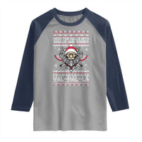 Deck The Halls With Skulls and Bodies Raglan Shirt Viking Christmas Fa La La Valhalla - Wonder Print Shop