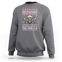 Deck The Halls With Skulls and Bodies Sweatshirt Viking Christmas Fa La La Valhalla - Wonder Print Shop