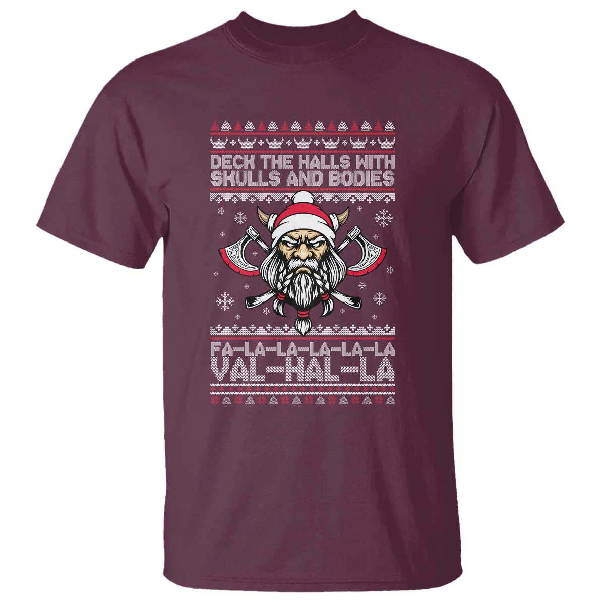 Deck The Halls With Skulls and Bodies T Shirt Viking Christmas Fa La La Valhalla - Wonder Print Shop