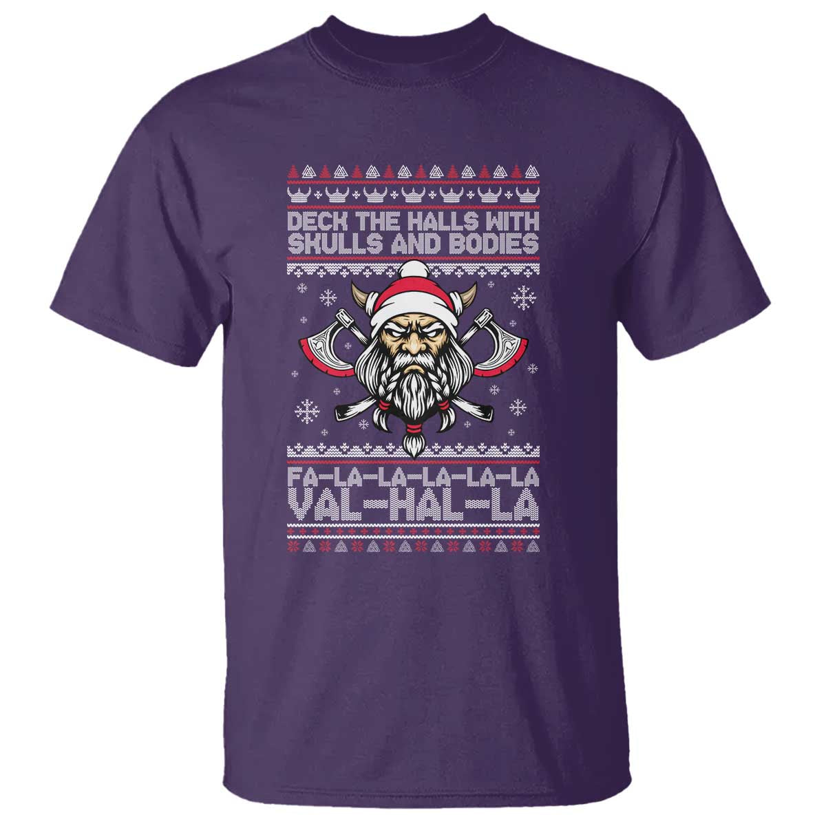Deck The Halls With Skulls and Bodies T Shirt Viking Christmas Fa La La Valhalla - Wonder Print Shop