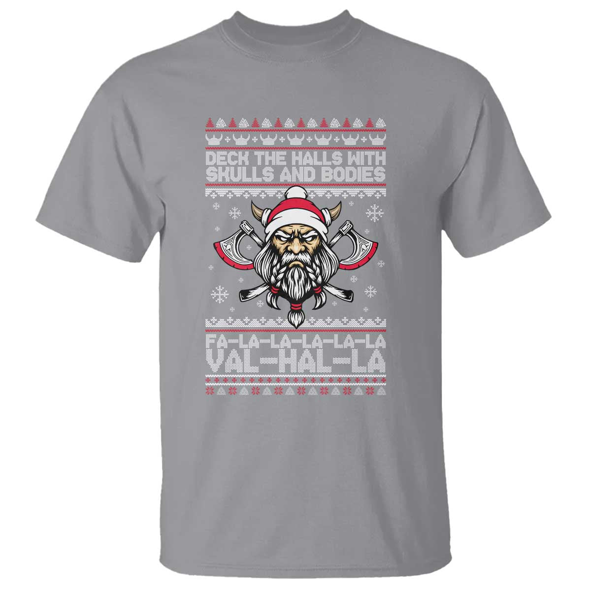 Deck The Halls With Skulls and Bodies T Shirt Viking Christmas Fa La La Valhalla - Wonder Print Shop