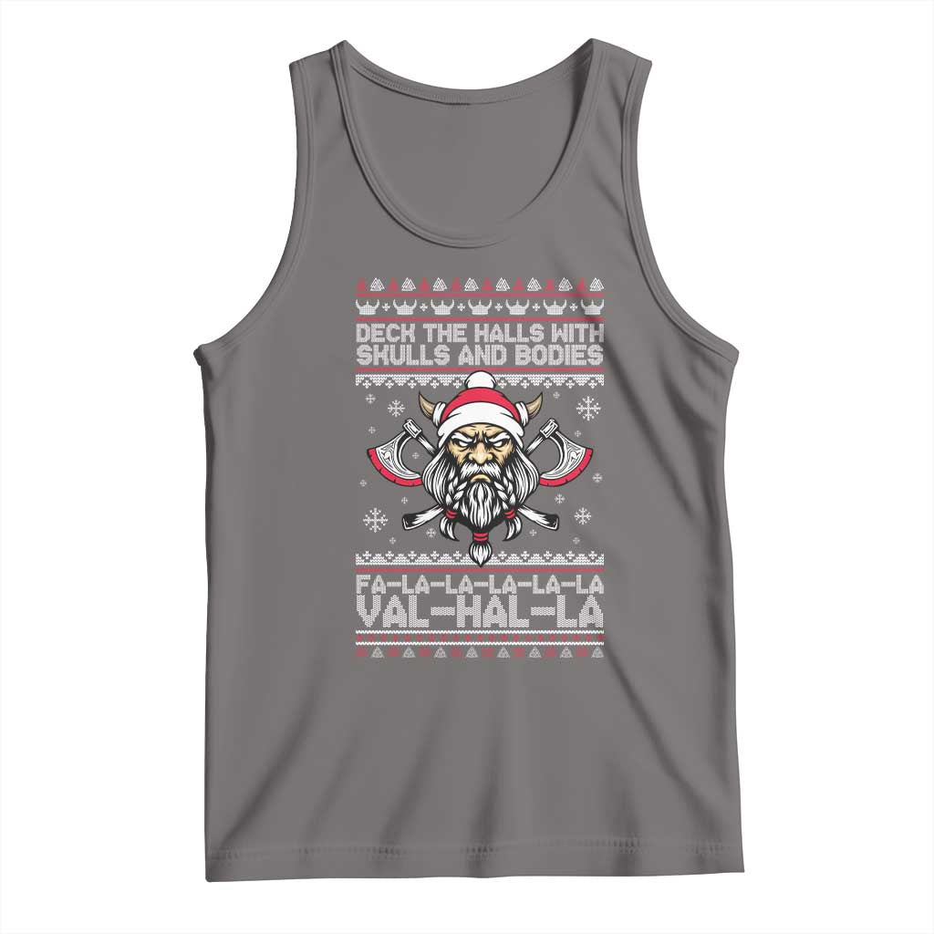 Deck The Halls With Skulls and Bodies Tank Top Viking Christmas Fa La La Valhalla - Wonder Print Shop