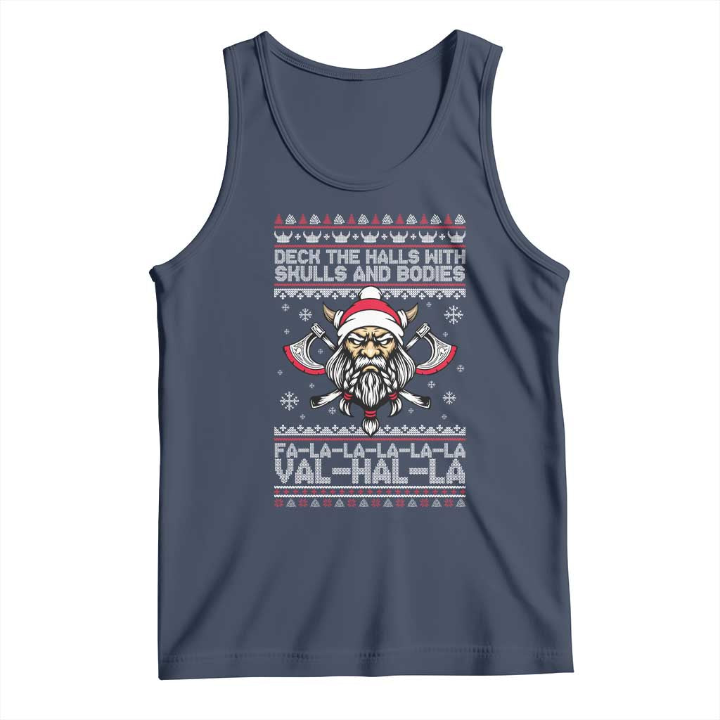 Deck The Halls With Skulls and Bodies Tank Top Viking Christmas Fa La La Valhalla - Wonder Print Shop