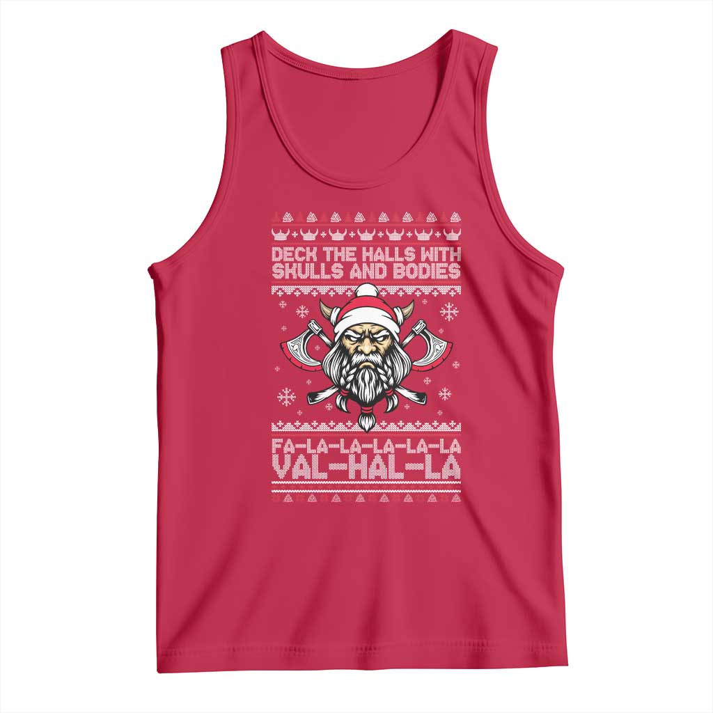 Deck The Halls With Skulls and Bodies Tank Top Viking Christmas Fa La La Valhalla - Wonder Print Shop