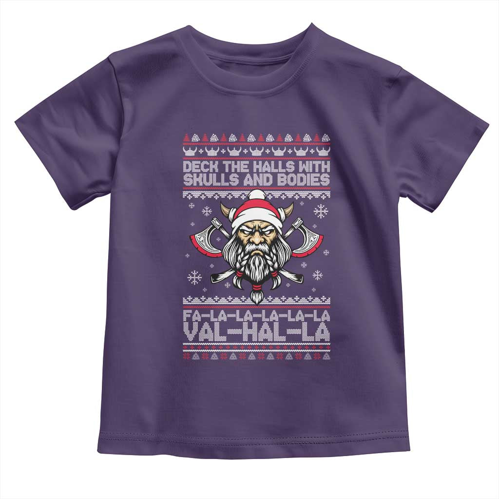 Deck The Halls With Skulls and Bodies Toddler T Shirt Viking Christmas Fa La La Valhalla - Wonder Print Shop