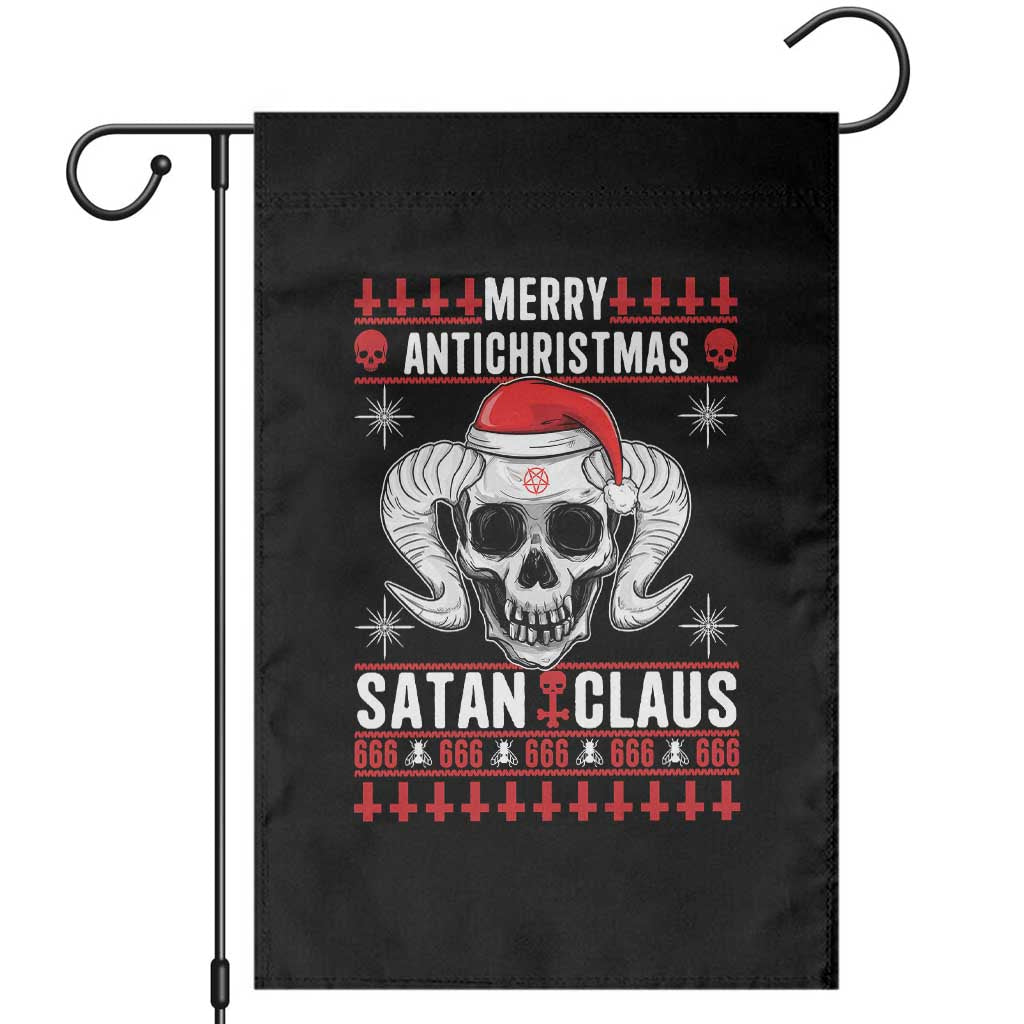 Satan Claus Skull Antichristmas Garden Flag Dark Humor Holiday 666 Skull and Horns - Wonder Print Shop