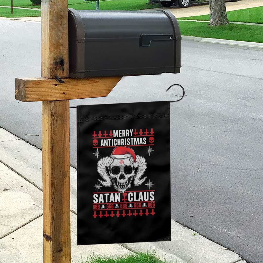 Satan Claus Skull Antichristmas Garden Flag Dark Humor Holiday 666 Skull and Horns - Wonder Print Shop
