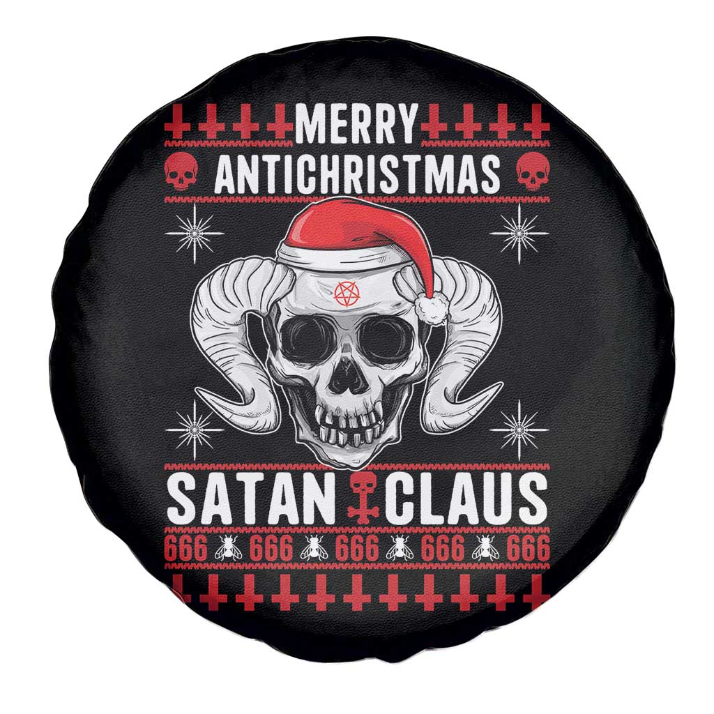 Satan Claus Skull Antichristmas Spare Tire Cover Dark Humor Holiday 666 Skull and Horns - Wonder Print Shop