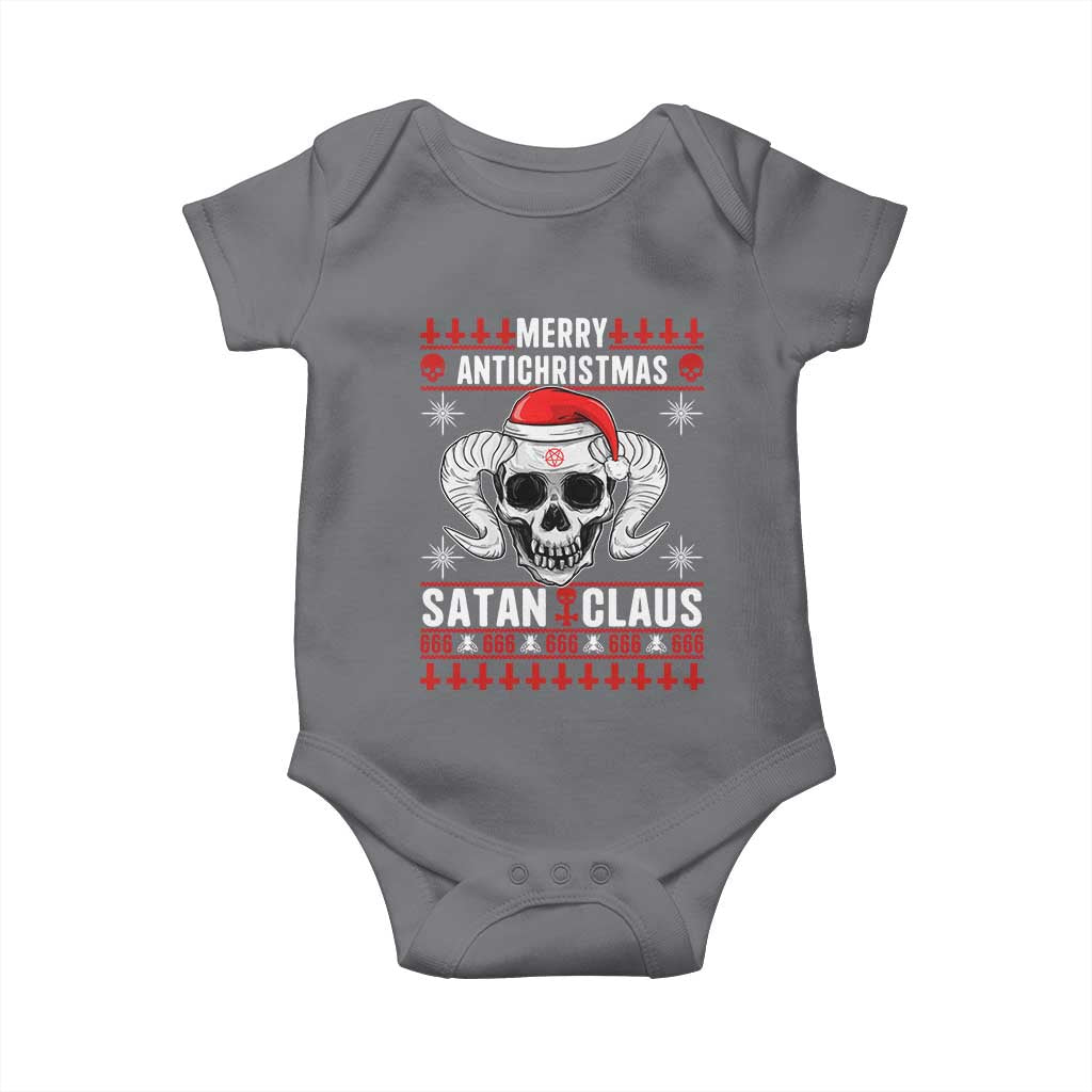 Satan Claus Skull Antichristmas Baby Onesie Dark Humor Holiday 666 Skull and Horns - Wonder Print Shop