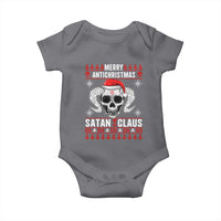 Satan Claus Skull Antichristmas Baby Onesie Dark Humor Holiday 666 Skull and Horns - Wonder Print Shop